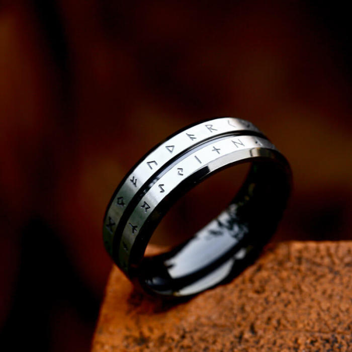 Wholesale Stainless Steel Double Viking Runes Ring