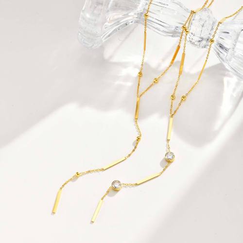 Wholesale Stainless Steel Y Shape Tassel Necklace