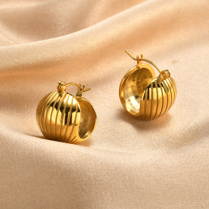 Wholesale Stainless Steel Ribbed Hoop Earrings