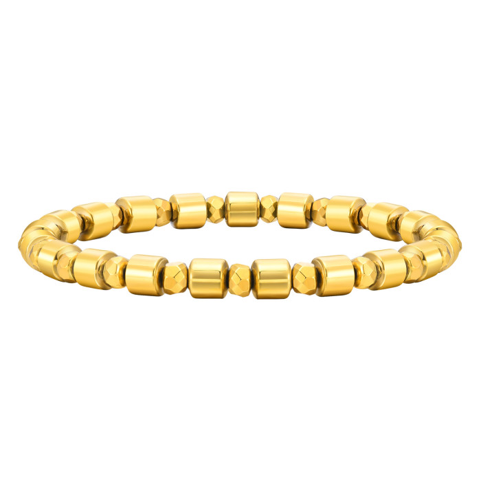 Wholesale Men's Gold Black Gallstone Hematite Beaded Bracelet