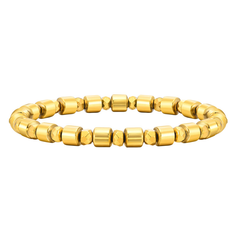 Wholesale Men's Gold Black Gallstone Hematite Beaded Bracelet