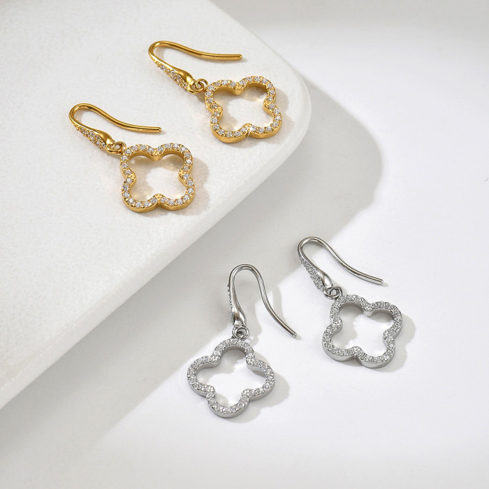 Wholesale Stainless Steel Four-Leaf Clover Earrings