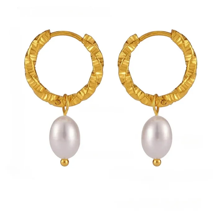 Wholesale Stainless Steel Hoop Earring with Pearl