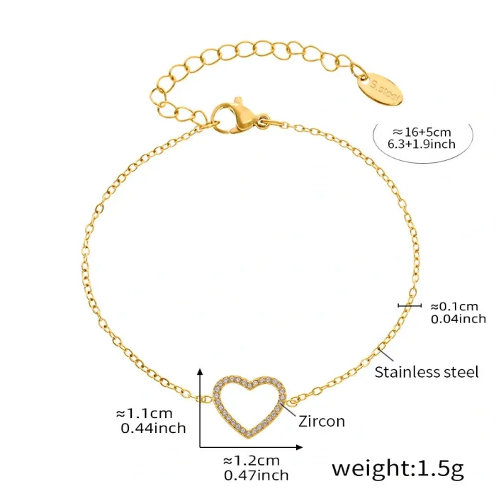 Wholesale Stainless Steel CZ Pave Heart Necklace Bracelet