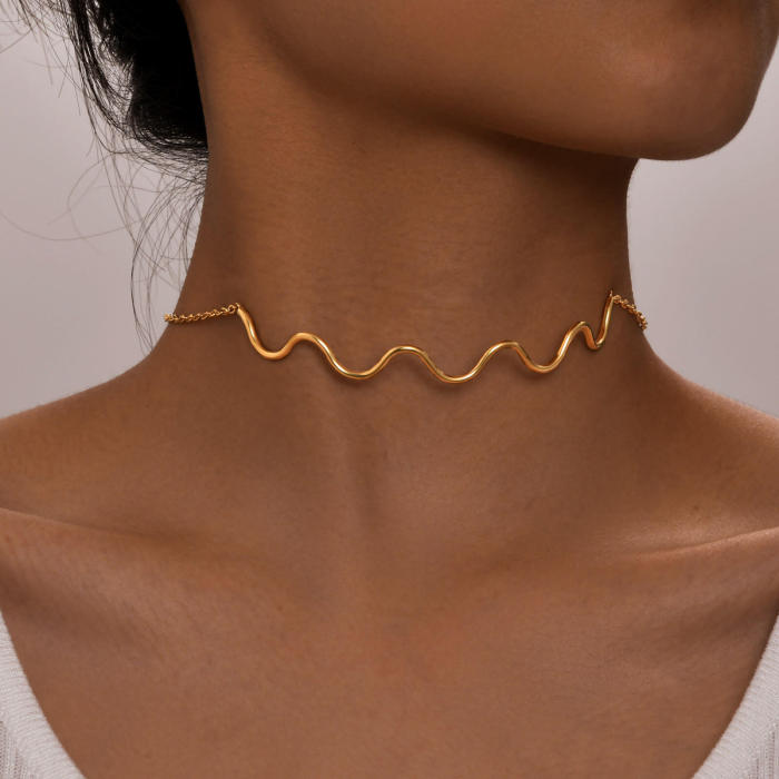 Wholesale Stainless Steel Wave Wire Necklace