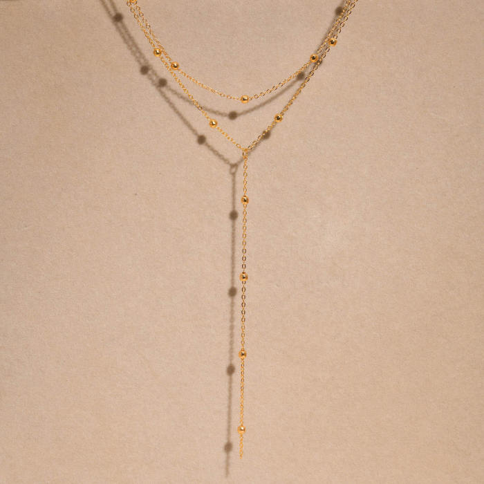 Wholesale Stainless Steel Double Layers Y Necklace