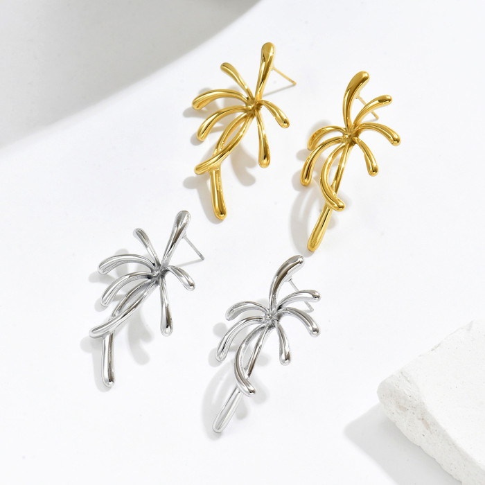 Wholesale Stainless Steel Coconut Palm Tree Earrings