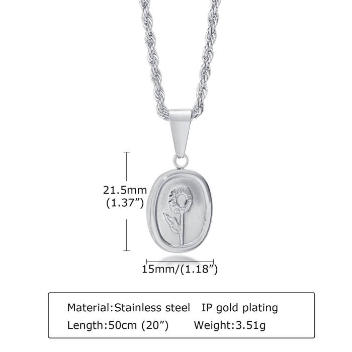 Wholesale Stainless Steel Unique Sunflower Rope Necklace