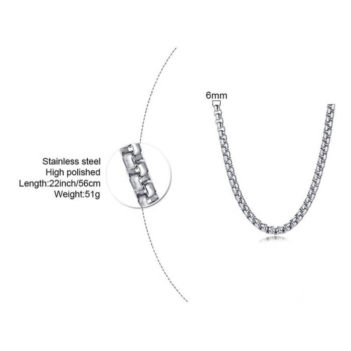 Wholesale Stainless Steel Multi-standard Round Box Chain Necklace