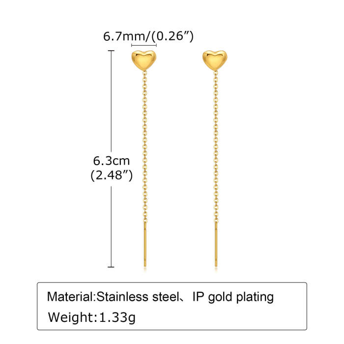 Wholesale Stainless Steel Heart-shaped Tassel Earrings