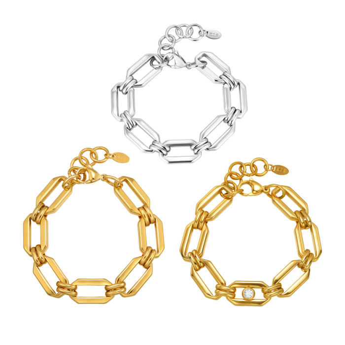 Wholesale Stainless Steel Geometric Link Bracelet