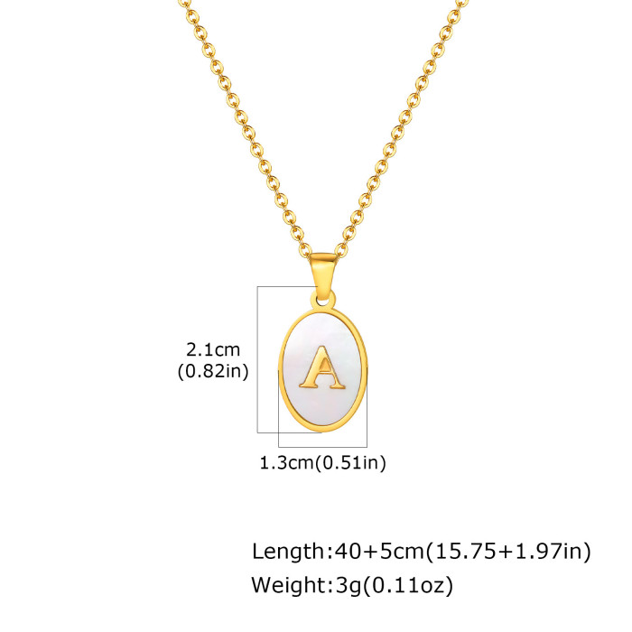 Wholesale Stainless Steel Oval Alphabet Necklace