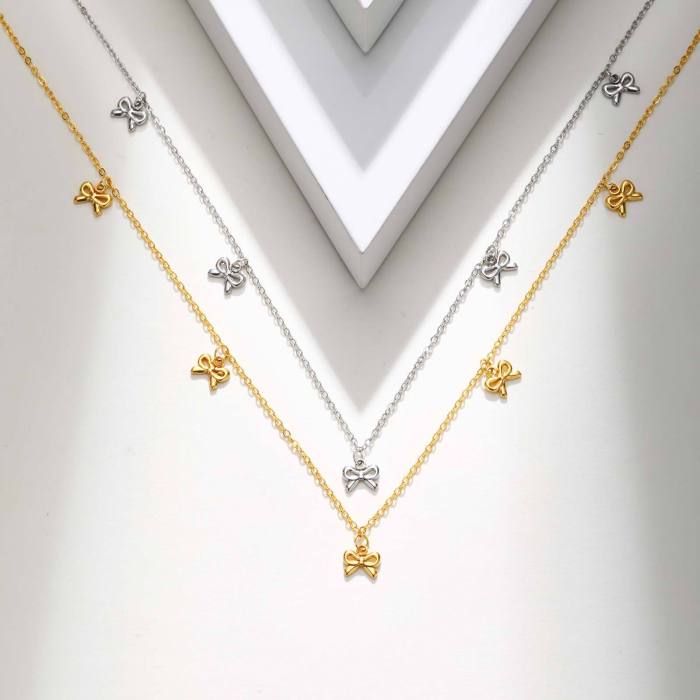 Wholesale Stainless Steel Ribbon Gold Necklace