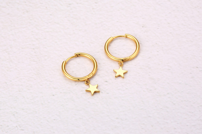Wholesale Stainless Steel Dainty Star Hoop Earrings