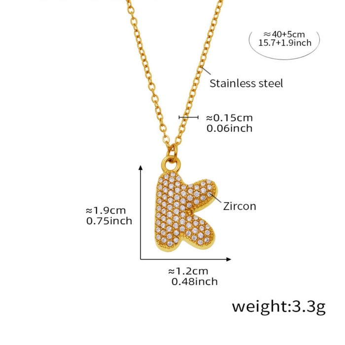 Wholesale Stainless Steel 5A CZ Initial Necklace