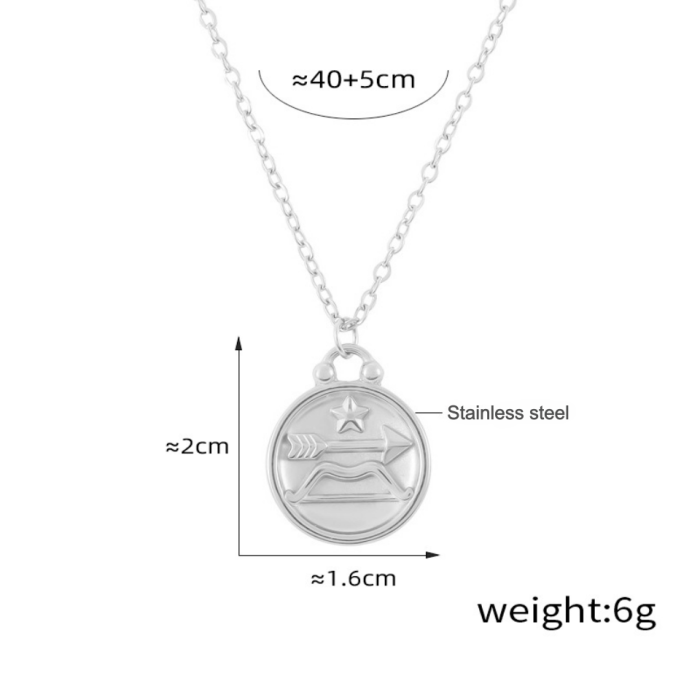 Wholesale Stainless Steel 12 Zodiac Sign Necklace Set