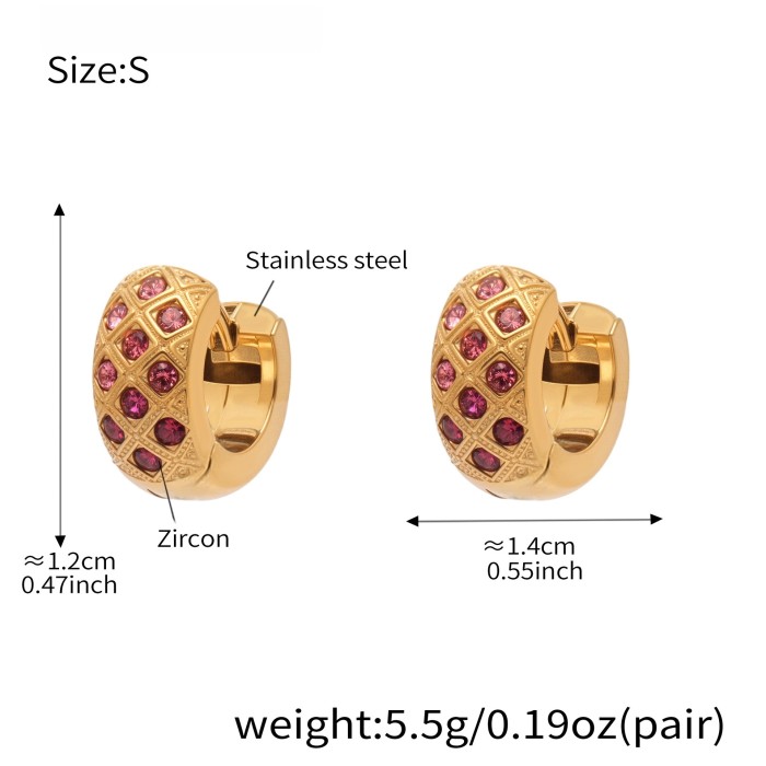 Wholesale Stainless Steel Gold Pave Hoop Earrings
