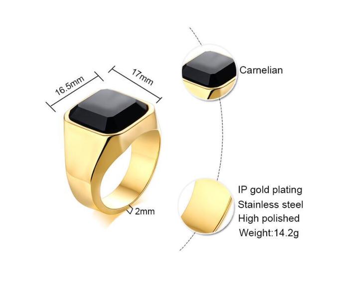 Wholesale Stainless Steel Mens Black Agate Ring