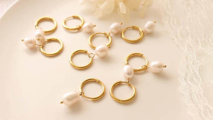 Wholesale Stainless Steel Pearl Drop Earrings