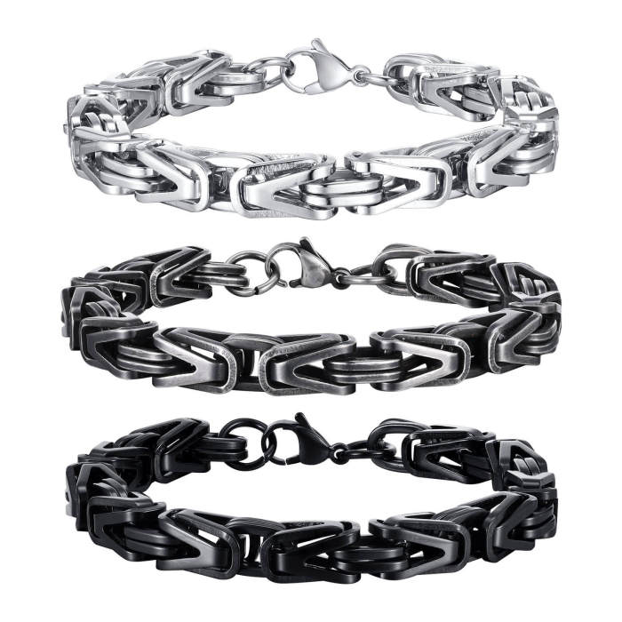 Wholesale Stainless Steel V-Shaped Byzantine Chain Bracelets