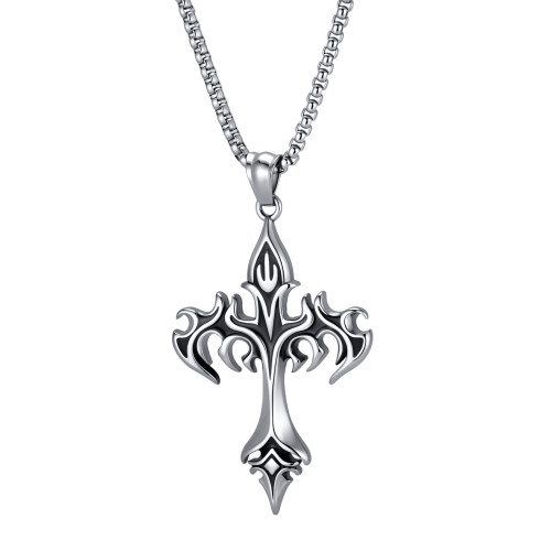 Wholesale Stainless Steel Fleur-de-Lis Cross Pendant