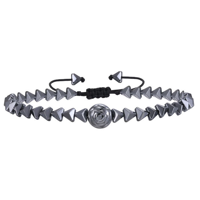 Wholesale Black Gallstone Hematite Rose Bracelet for Men