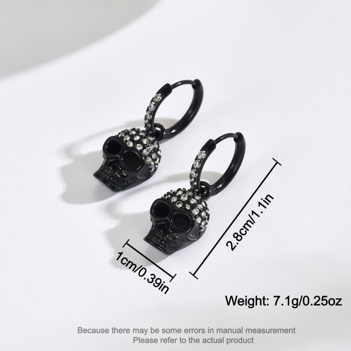 Wholesale Black Stainless Steel Skull Earrings