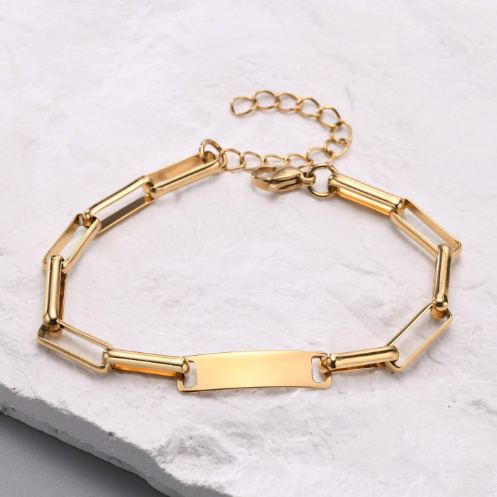 Wholesale Stainless Steel Personalized Paperclip Chain Bracelet