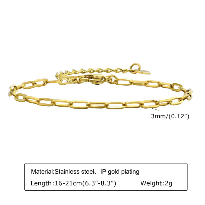 Wholesale Stainless Steel Paperclip Link Chain Bracelet