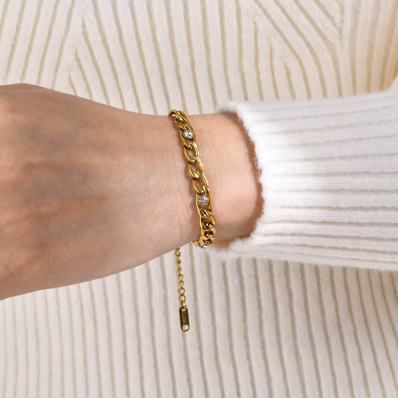 Wholesale Stainless Steel NK Chain Bracelet with CZ