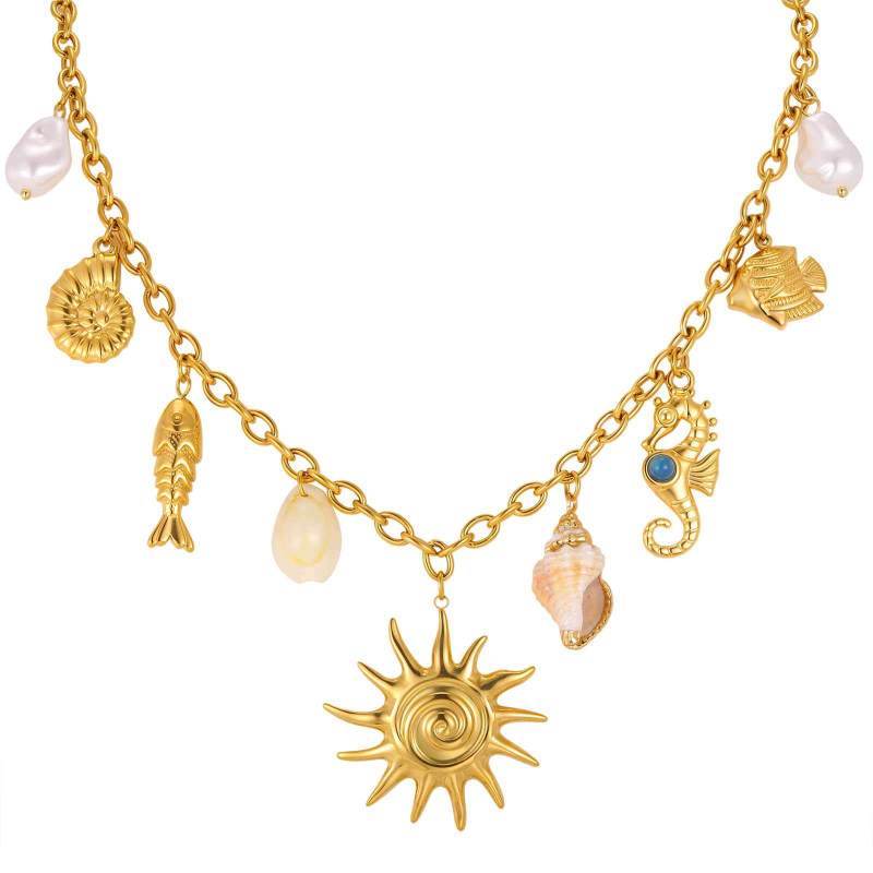 Wholesale Stainless Steel Marine Charm Necklace