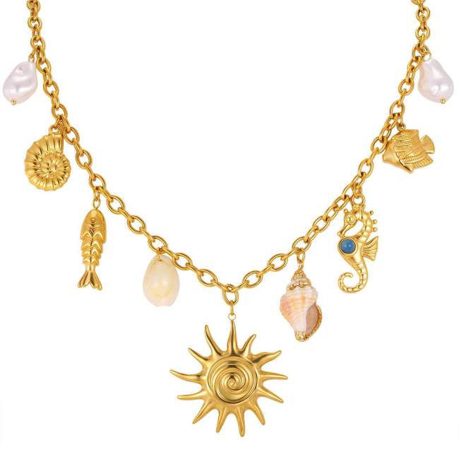 Wholesale Stainless Steel Marine Charm Necklace
