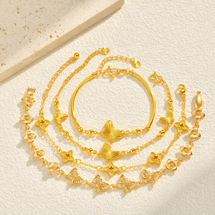 Wholesale Brass Gold Plated Bracelet Set