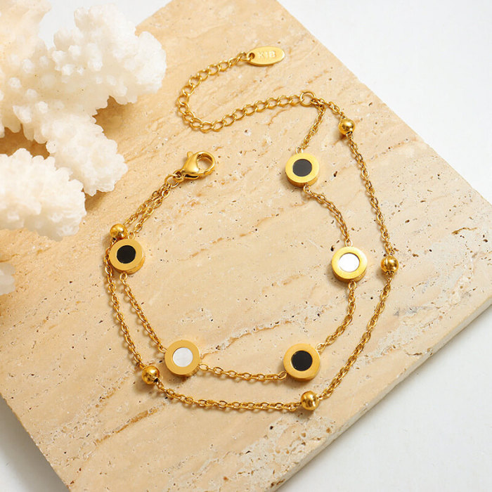 Wholesale Stainless Steel Onyx & White Stone Bracelet