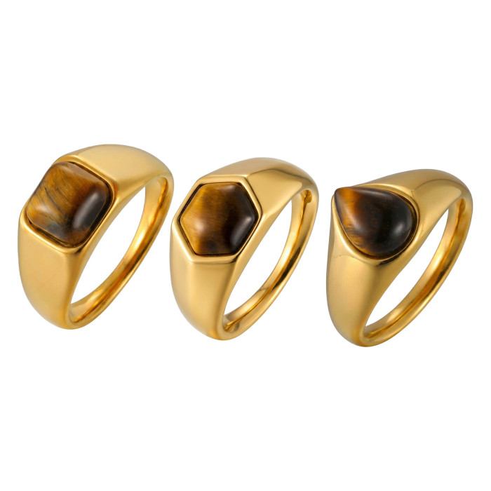 Wholesale Stainless Steel Natural Stone Signet Rings