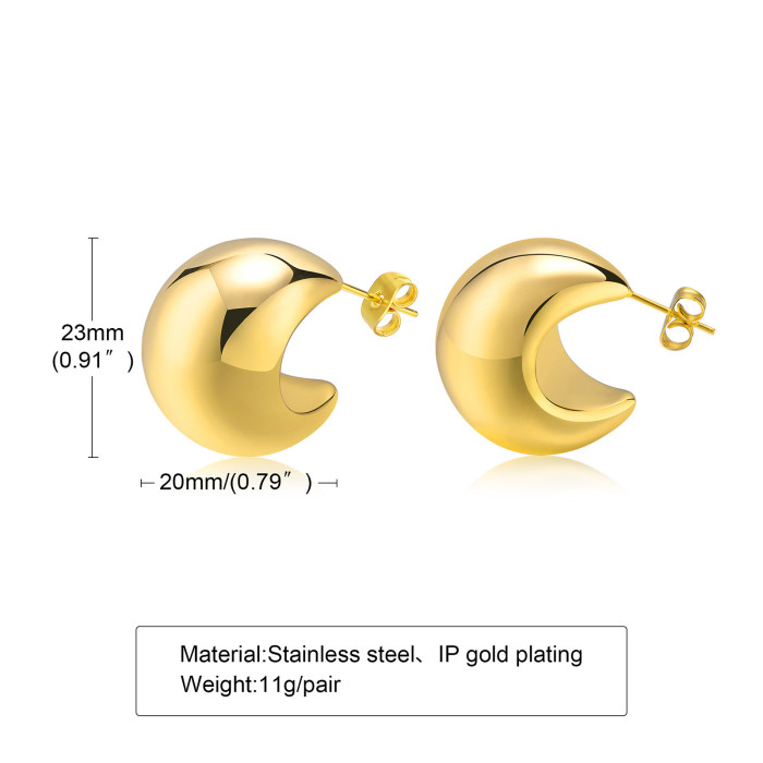 Wholesale Stainless Steel Hollow Crescent Moon Earrings