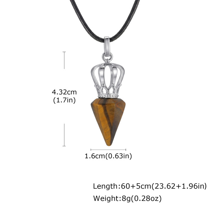 Wholesale Stainless Steel Crown Crystal Point Necklace