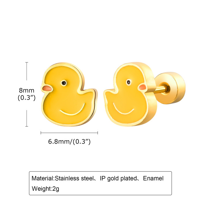 Wholesale Stainless Steel Yellow Duck Earrings