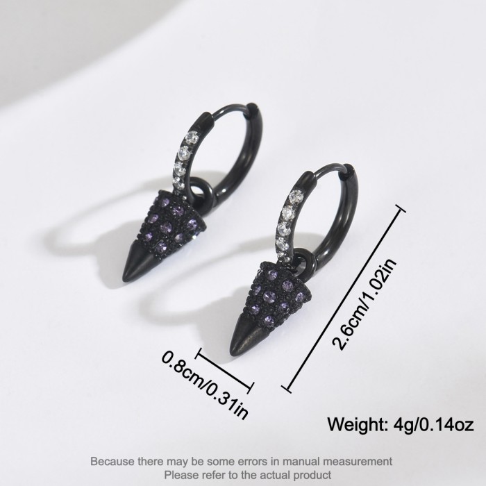 Wholesale Black Stainless Steel Spike Hoop Earrings