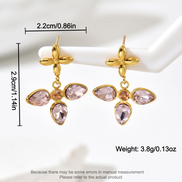 Wholesale Stainless Steel Flower Dangle Earrings