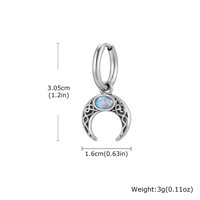 Wholesale Stainless Steel Turquoise Moon Earrings