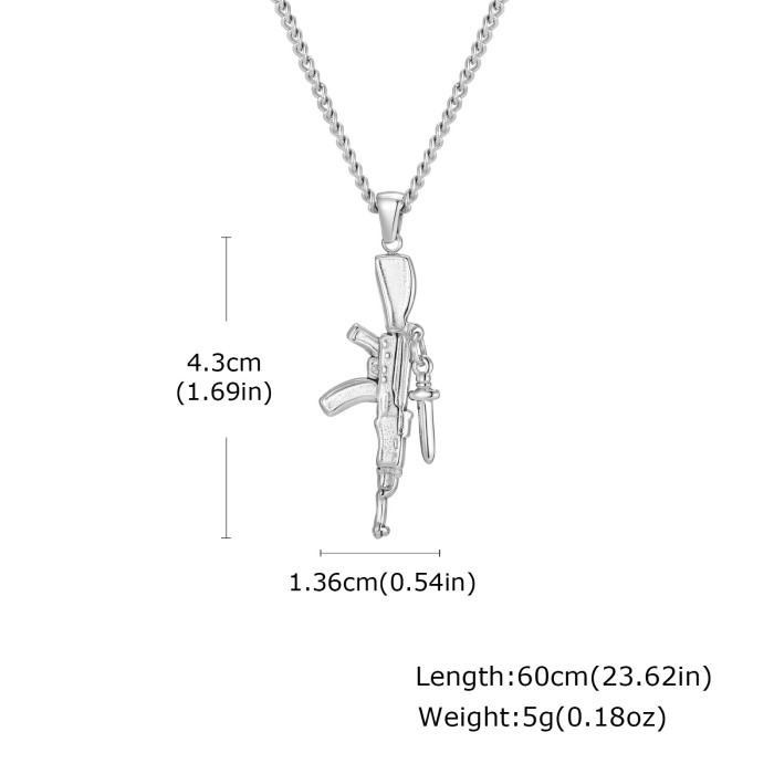 Wholesale Stainless Steel Rifle Pendant Necklace
