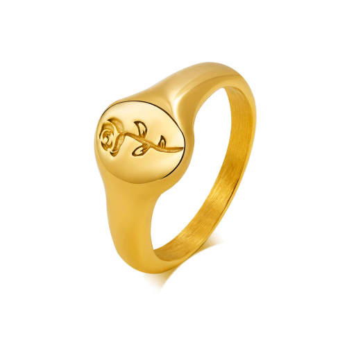 Wholesale Stainless Steel Oval Rose Signet Rings
