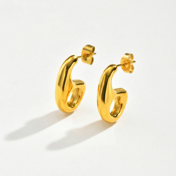 Wholesale Stainless Steel Abstract Hoop Earrings