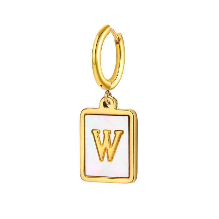 Wholesale Stainless Steel Initial Shell Huggie Hoop Earring