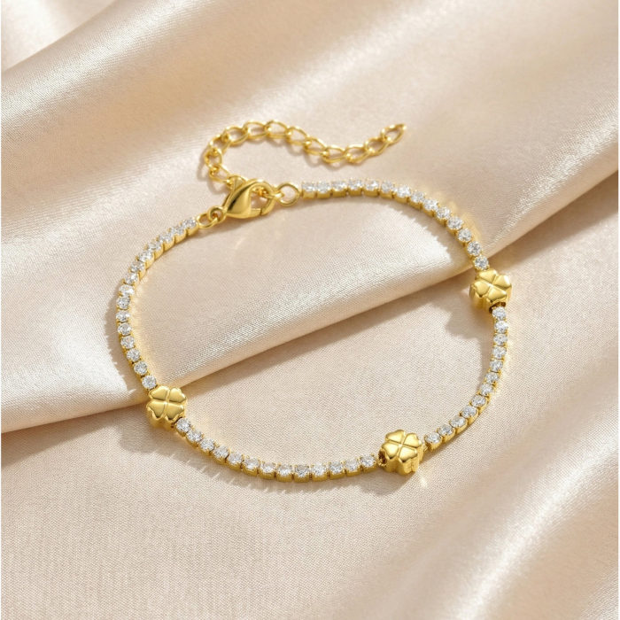 Wholesale Stainless Steel Clover Tennis Bracelet