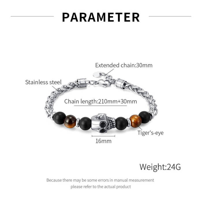 Wholesale Stainless Steel Mens Bracelet with Skull
