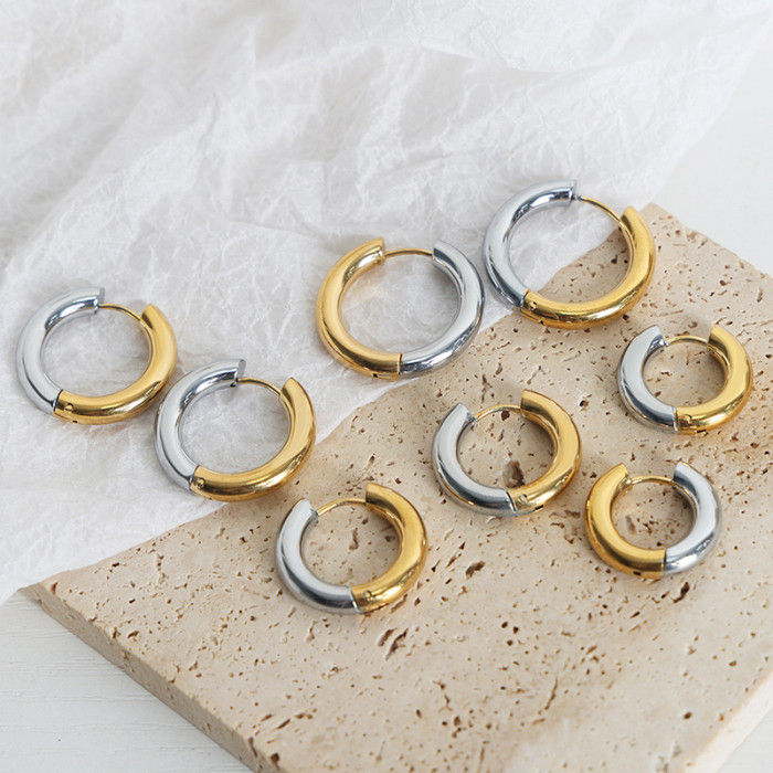 Wholesale Stainless Steel Two Tone Earrings