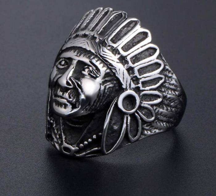 Wholesale Stainless Steel Indian Chief Headdresses Ring