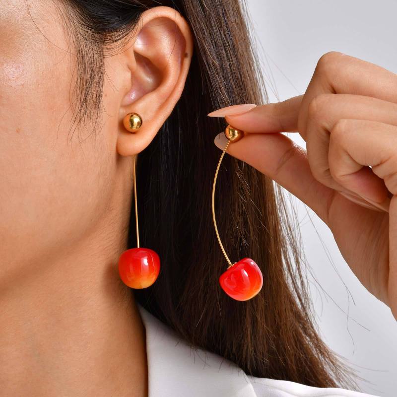 Wholesale Stainless Steel Cherry Earrings